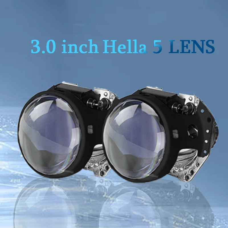

DERI 2pcs 3.0 inch Bi-xenon Hid Projector Lens Blue film for Hella 5 fit D1S D2 D3 D4 bulbs both xenon Motorcycle Car Headlight