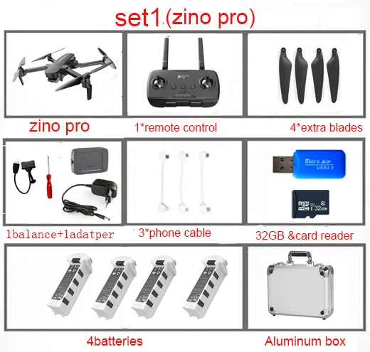 set1 HUBSAN Zino Pro gps 5G Wi-Fi 4 км FPV Дрон р/у вертолет со стальным корпусом в формате 4K UHD, Камера 3-осевому гидростабилизатору 2,4 ГГц Беспроводной RC Дрон Квадрокоптер RTF - Цвет: set1