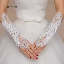 Свадебные перчатки кружева принцесса с Бисером Модные женские длинные дизайнерские свадебные платья перчатки свадебные аксессуары ST08