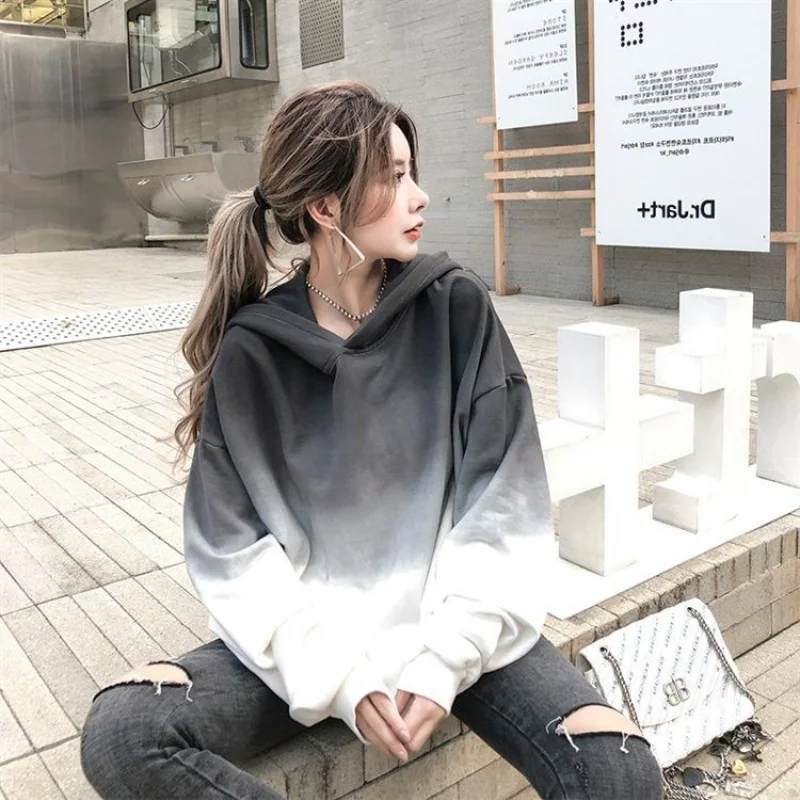 

Hoodies Coat Casual Women Hooded Sweatshirt 2020 spring Tie Dye Long Sleeve Hoodies Pullover Tops