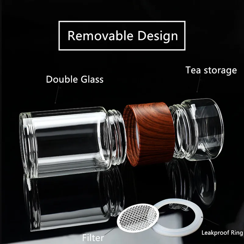 High Quality Double Glass Water Bottle With Case Tea Drink Bottle Infuser Tumbler Drinkware Waterbottle Eco-Friendly 6 | High Quality Double Glass Water Bottle With Case Tea Drink Bottle Infuser Tumbler Drinkware Waterbottle Eco-Friendly 6