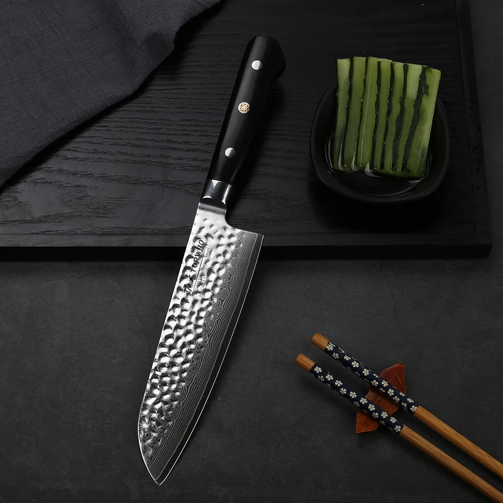 TURWHO 7 дюймов Santoku Ножи японский Pro шеф повара нож 67 слоев Дамаск нержавеющая Сталь