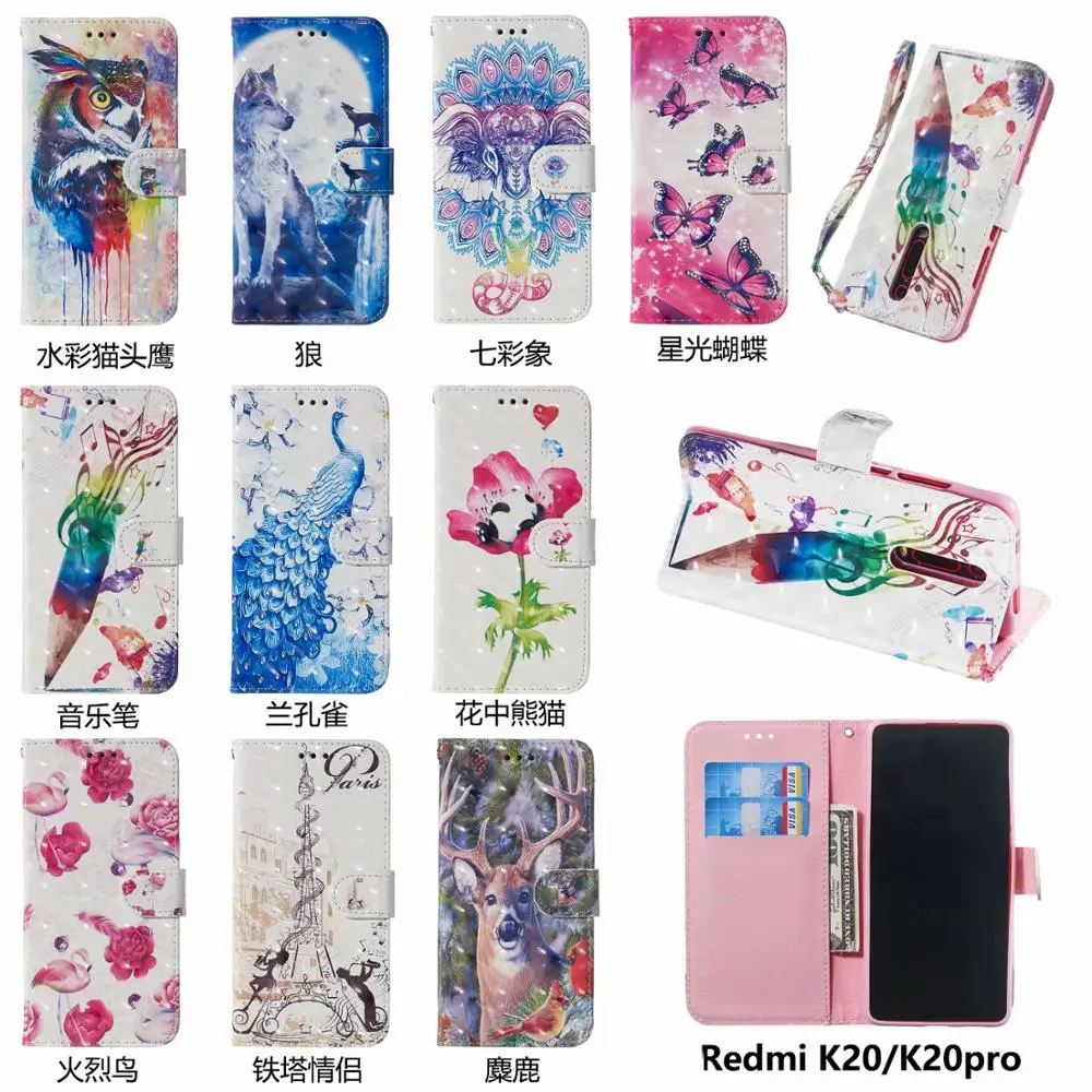 3D Painted Magnetic Phone Case Leather For Xxiaomi 8 Lite Play F1 Redmi 5 Plus Note 6 7 Pro S2 Wallet Flip Back Cover Cases |