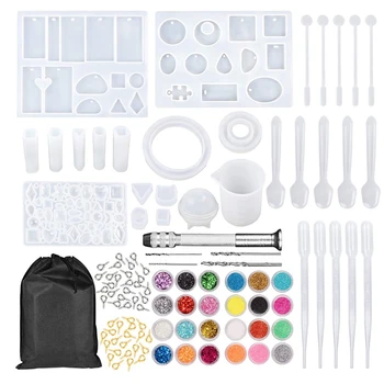 

159Pcs DIY Jewelry Resin Casting Molds and Tools Full Kit Silicone Molds for DIY Jewelry Pendant Craft Making Set