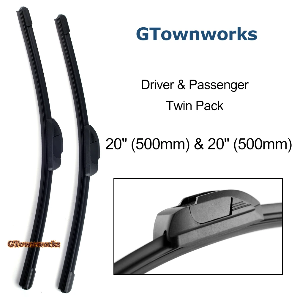 

Wiper Blades For Renault Kangoo Two Rear Doors 1997-2008 U-Type hook Arm Windshield Rubber Wipers 20'' 20''
