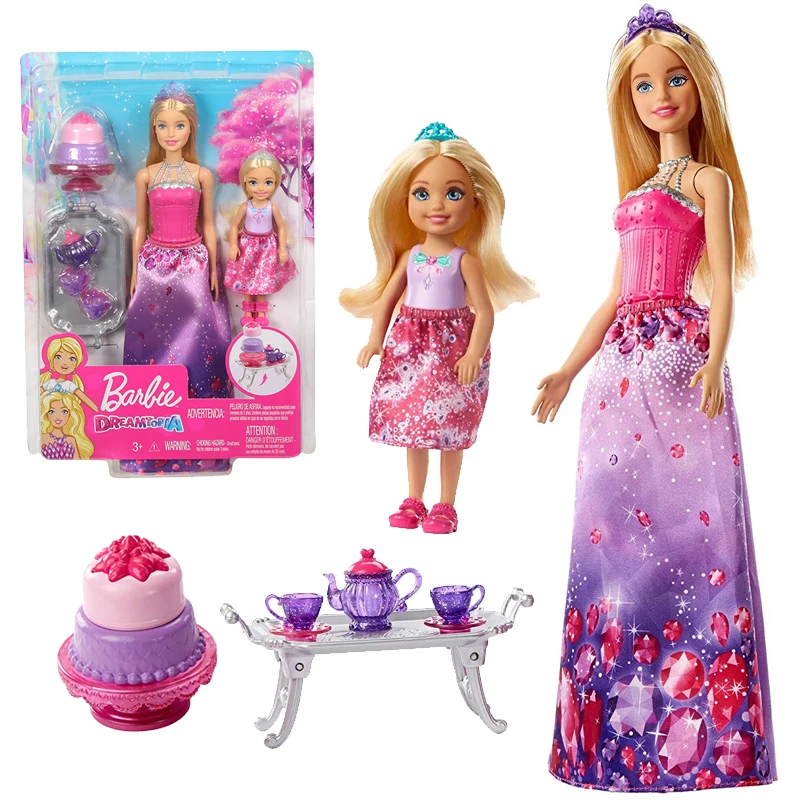 

Mattel Genuine Barbie Doll Gift Box Fashion Toy Set Barbie Dreamtopia Dolls Tea Party Playset Dress Up Accessories Gift FPL88