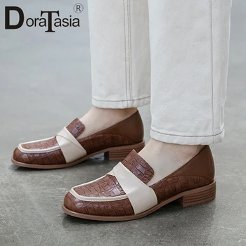 

DORATASIA Elegant Spring Autumn Fretwork Dress Pumps Concise mixed-color Pumps Women slip-on Low Heels Office Shoes Woman