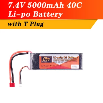 

ZOP Power 7.4V 5000mAh 40C 2S Lipo Battery T Plug for RC Racing Car Drone