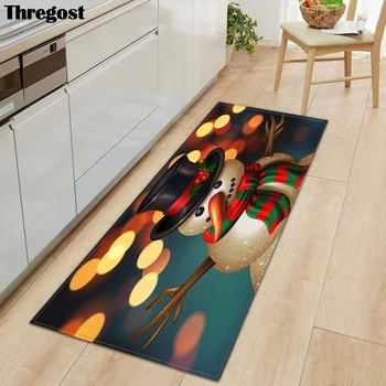 

Thregost Cartoon Printed Floor Mats Merry Christmas Doormat Kitchen Rugs Washable Non Slip Water Absorption Bathroom Carpet