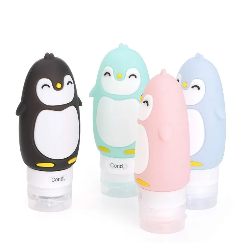 

New Portable Cartoon Bear Penguin Animal Silicone Travel Case Organizer Shampoo Shower Gel Lotion Storage Refillable Bottle