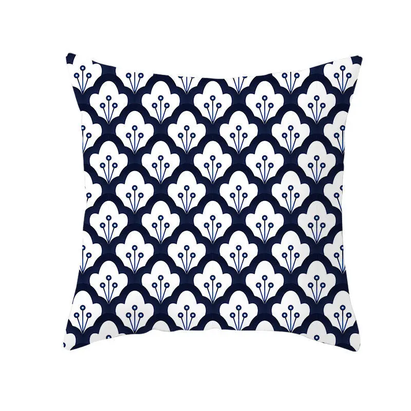 Декоративная наволочка, синяя наволочка для подушки в скандинавском стиле, диванная подушка с геометрическим рисунком, синяя наволочка из полиэстера, украшение для дома, 10064