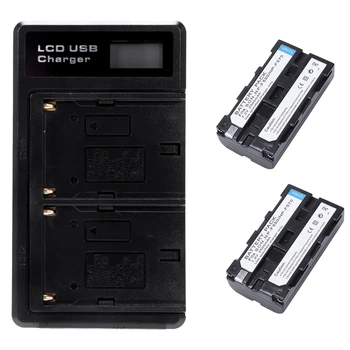 

NEW-2 Pcs Np-F550 Battery And Lcd Dual Battery Usb Charger For Sony Np-F550 Battery,Compatible With Sony Np-F330,F550,F570 And S