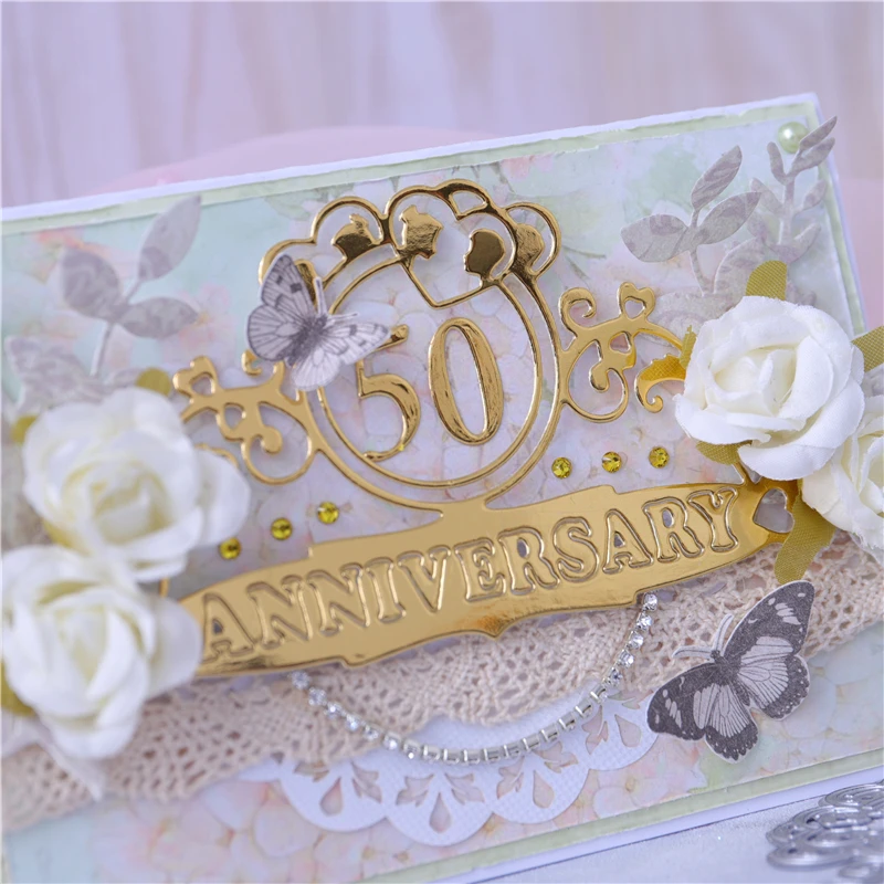 

Eastshape Word Dies Anniversary Frame Metal Cutting Dies Craft for DIY Scrapbooking Paper Card Making Decorative Embossing