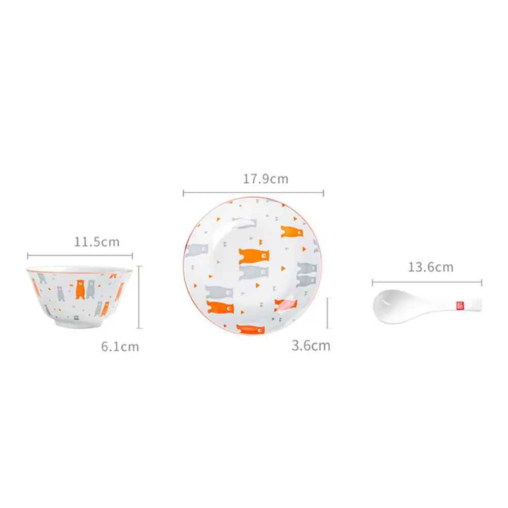 DishyKooker 12 шт./компл. Милые Носки с рисунком медведя из мультика узор 4.5in чаши+ 7in пластины+ маленькая ложка Керамика набор посуды