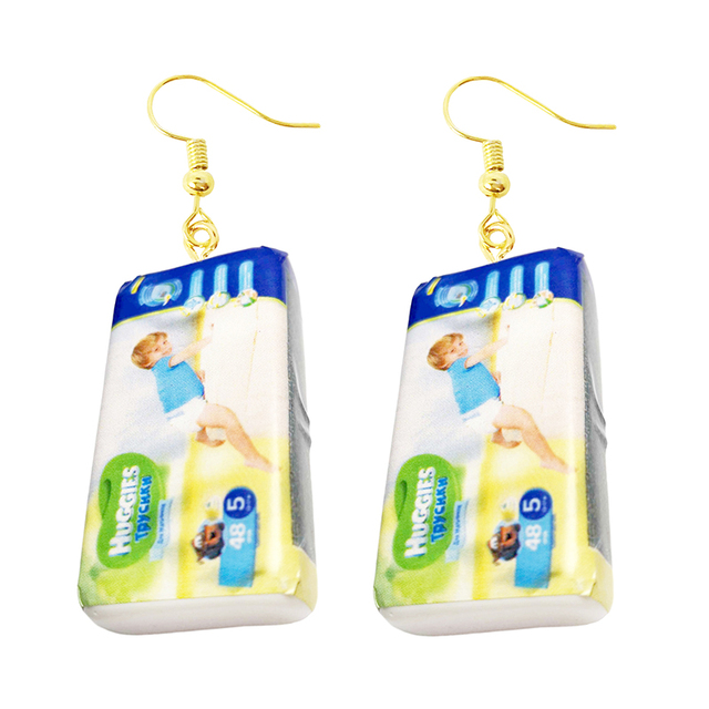 Earring Made Cute Girls Eardrop Funny Gift Sweet Handmade Cartoons Mini Fruit Drink Ham Sausage Toothpaste Shampoo