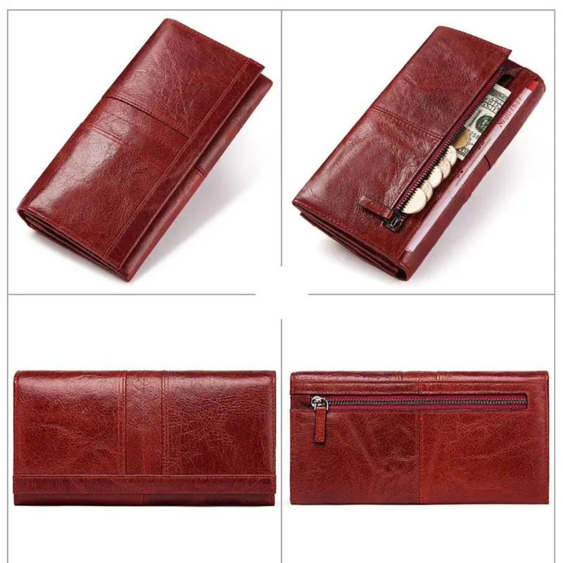 Women Ladies Genuine Leather Wallet Long RFID Purse Card Phone Holder Case Clutch Handbag