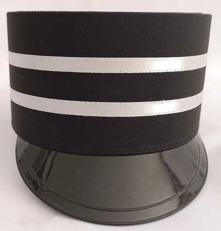 

black striped hotel top hats guarder cap music drum team headwear military police uniform cosplay accessories