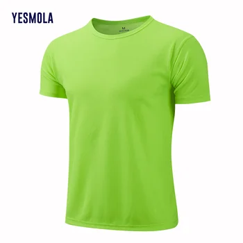 YESMOLA Quick Dry Shirt for Men 2021 Summer Gym Fitnesssoild Leisure Sportwear Trainer Breathable Running Tshirt Men T-shirt