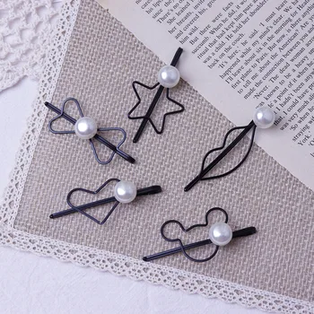 

1PC Beautiful Pearl Hairpin Bow Tie Fve-pointed Star Hair Clip Bangs Clip Korean Net Red Clip Hair Accessories Party Gift