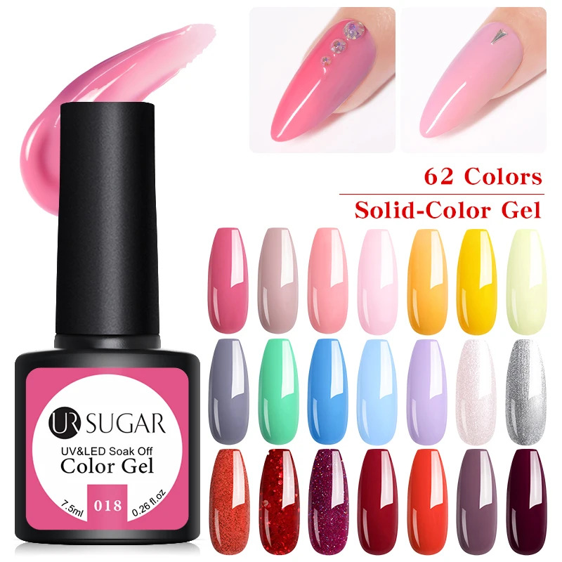 

UR SUGAR Glitter UV Gel Nail Polish 62 Colors Shining UV Nail Gel Varnish Semi Permanent Hybrid Nail Enamel Led Polish