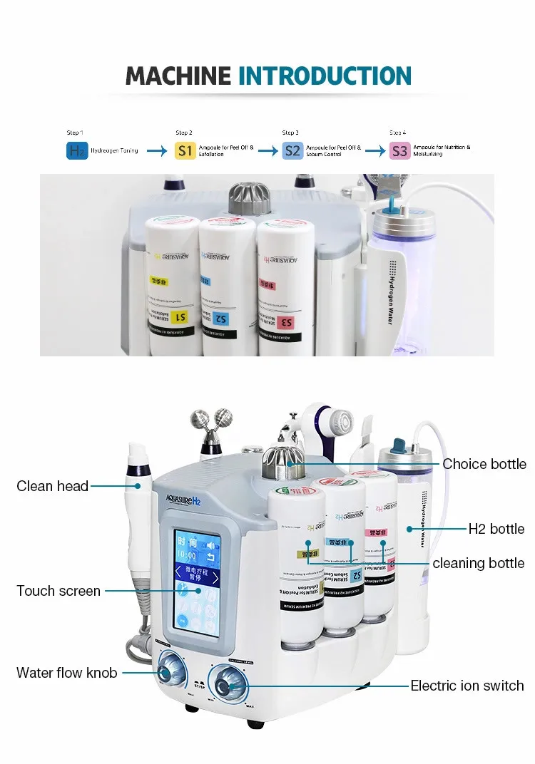 6 в 1 h2 o2 Aqual peel microdemerbrasion машина кислородная струя Глубокая Очистка Уход за кожей лица Очиститель омоложение кожи спа оборудование