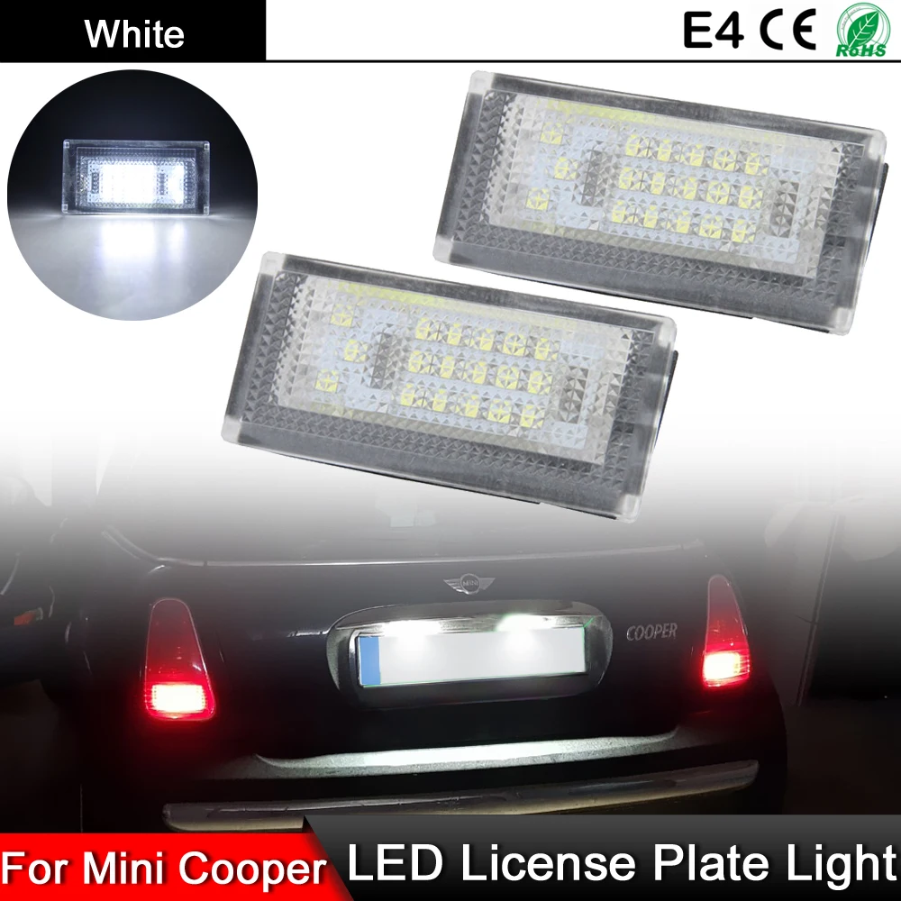 

1 Pair For Mini Cooper R50 2002-2006 Convertible R52 2004-2008 R53 2001-2006 White LED License Plate Light Number Plate Lamp