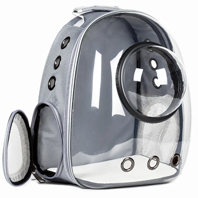 Космонавт пузырьковый прозрачный открытый переноска собака кошка дорожная сумка дышащая космическая капсула Pet Carrier Рюкзак для маленьких кошек собак - Цвет: Gray(Black Ring)