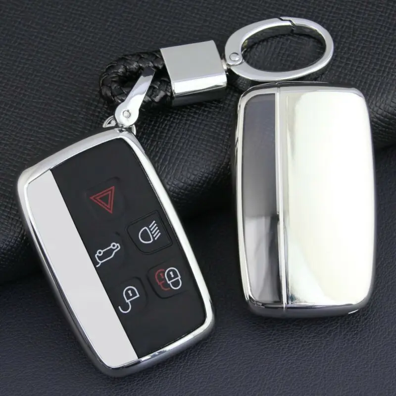 

TPU Smart Key Cover Fob Case Keychain Silver Accessories For Jaguar Land Rover