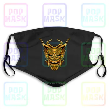 

Dust Mask with Filter Golden Devil Samurai Maskguys Punk Japan Yakuza Ronin Washable Reusable Mask