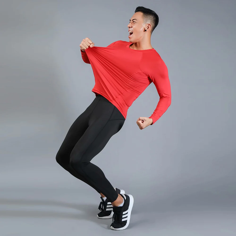 

2pcs / Set Male Workout Sport Suit Gym Clothing Compression Fitness Running Jogging Sport Wear Exercise Workout Tights