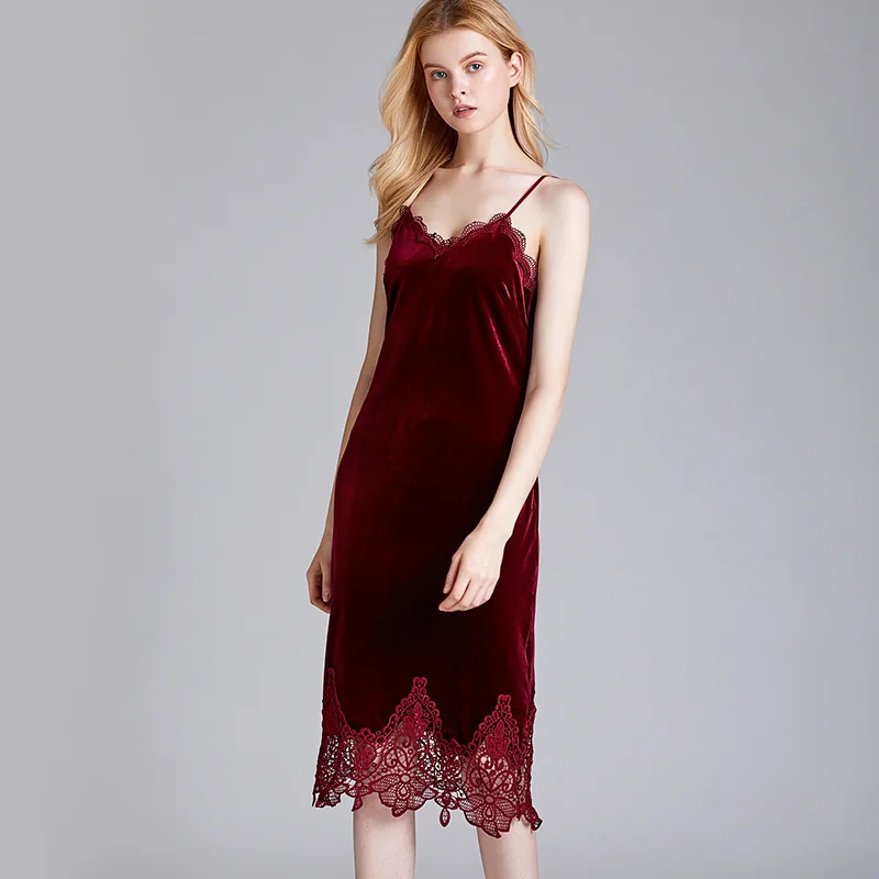 Velvet Nightdress Women Spring Summer 