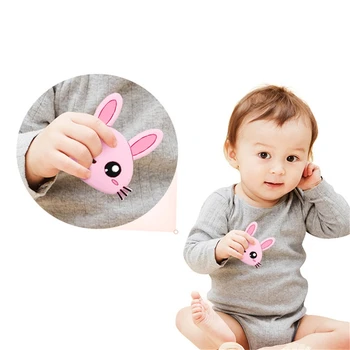 

1Pcs Silicone Teether Baby Teething Pendant Gums Massage Toys Teething Relief Soft Texture Rabbit Teether