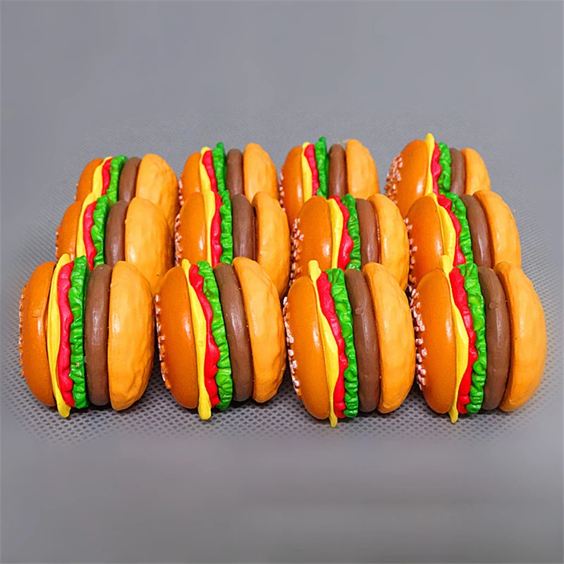 4Pcs/set Mini Simulation Food Hamburger For Kids Doll Accessory Pretend Play Kitchen Toys Dollhouse Miniatures DIY Decoration kitchen toys pretend kitchen toys pretend food toys doll house toys wooden burger toys