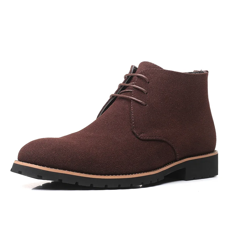 brown men boots Мужские ботинки из натуральной кожи размера плюс 39-48 осенне-зимняя Рабочая обувь мужские ботильоны на шнуровке черные, коричневые, синие RXM144 - Цвет: brown men boots