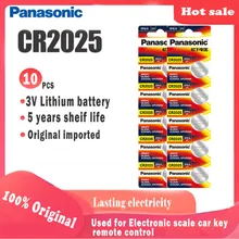 Panasonic baterias de lítio original cr2025, baterias célula de botão para câmera digital, camcorder, relógio, calculadora, balança de peso 3v, célula de lítio com 10 peças