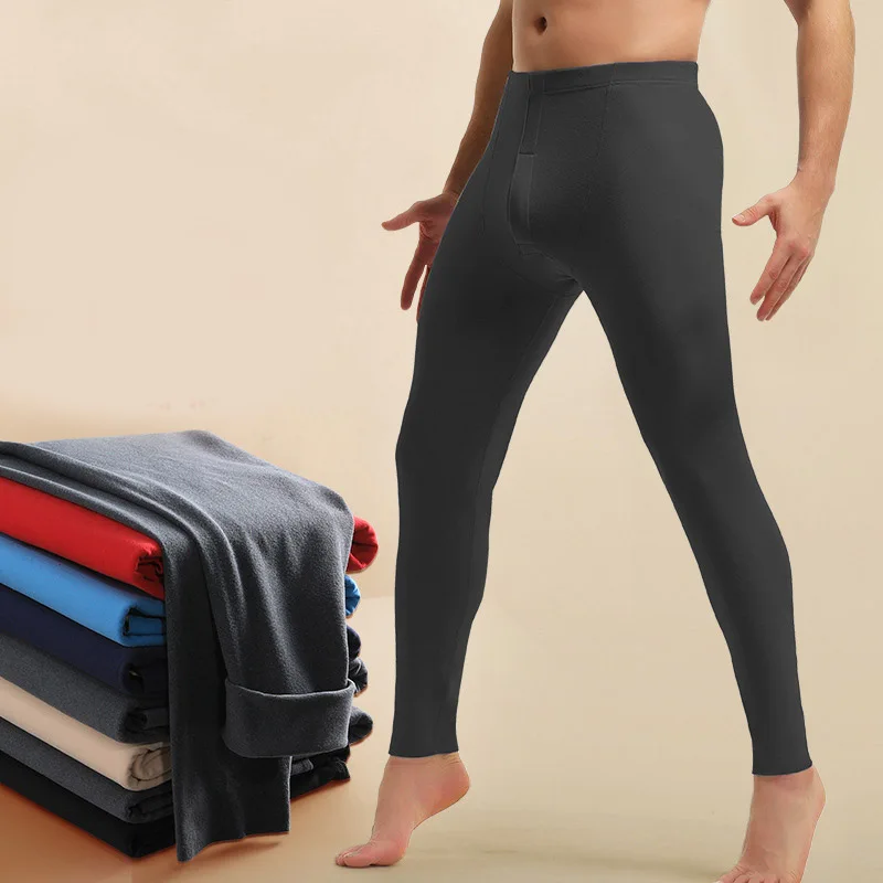 Men Long Johns Autumn Winter Men Seamless Thermal Underwear Man Sexy U Convex Leggings Male Warm Plus Velvet Lounge Long Pants 5
