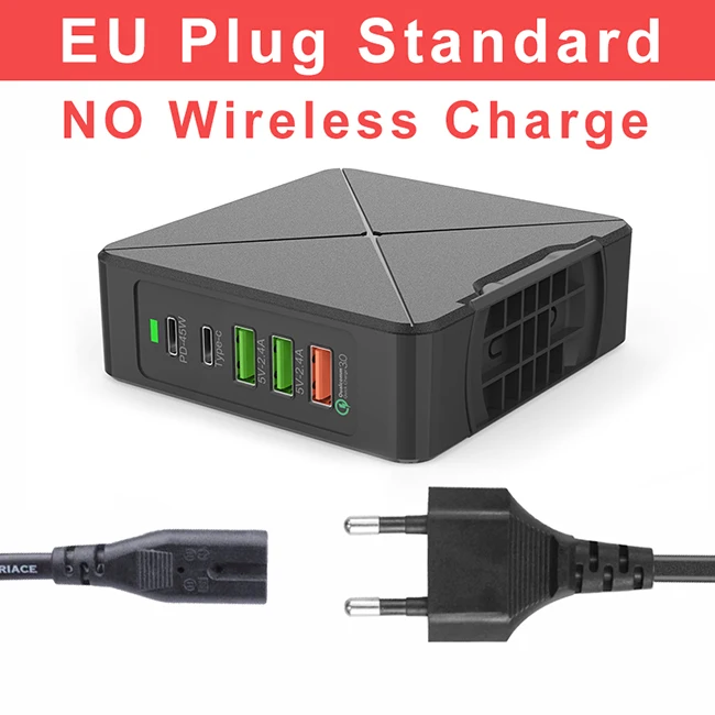 EU Plug F88 75 Вт USB зарядное устройство PD type C быстрое зарядное устройство для iPhone 8 X XR Qi Беспроводное зарядное устройство для samsung мобильного телефона QC 3,0 быстрое настенное зарядное устройство - Тип штекера: EU Plug F88