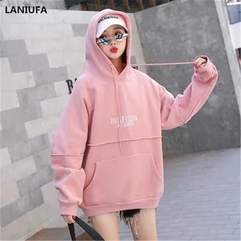 

2019 Autumn Harajuku gothic Hoodies women Sweatshirts Hooded Tops Women Casual Hoodies Winter Long sleeved Thickening Coat Y678