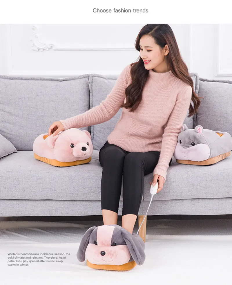 Тёплый коврик для ног 220v электрический теплый коврик для ног Kawaii Мультфильм в форме животных Зима утолщаются Отопление ноги тапочки товары для дома и офиса