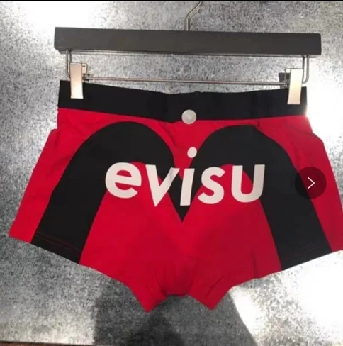 Новые полки Аутентичные Evisu повседневные мужские Tide бренд-Боксер Дышащие Боксеры хлопок печати мода боксер короткий жилет - Цвет: Red M