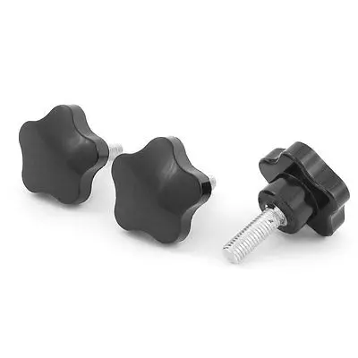 

3 Pcs M10 x 30 Thread 50mm Dia Bakelite Knobs Handle Black for Machine Tool
