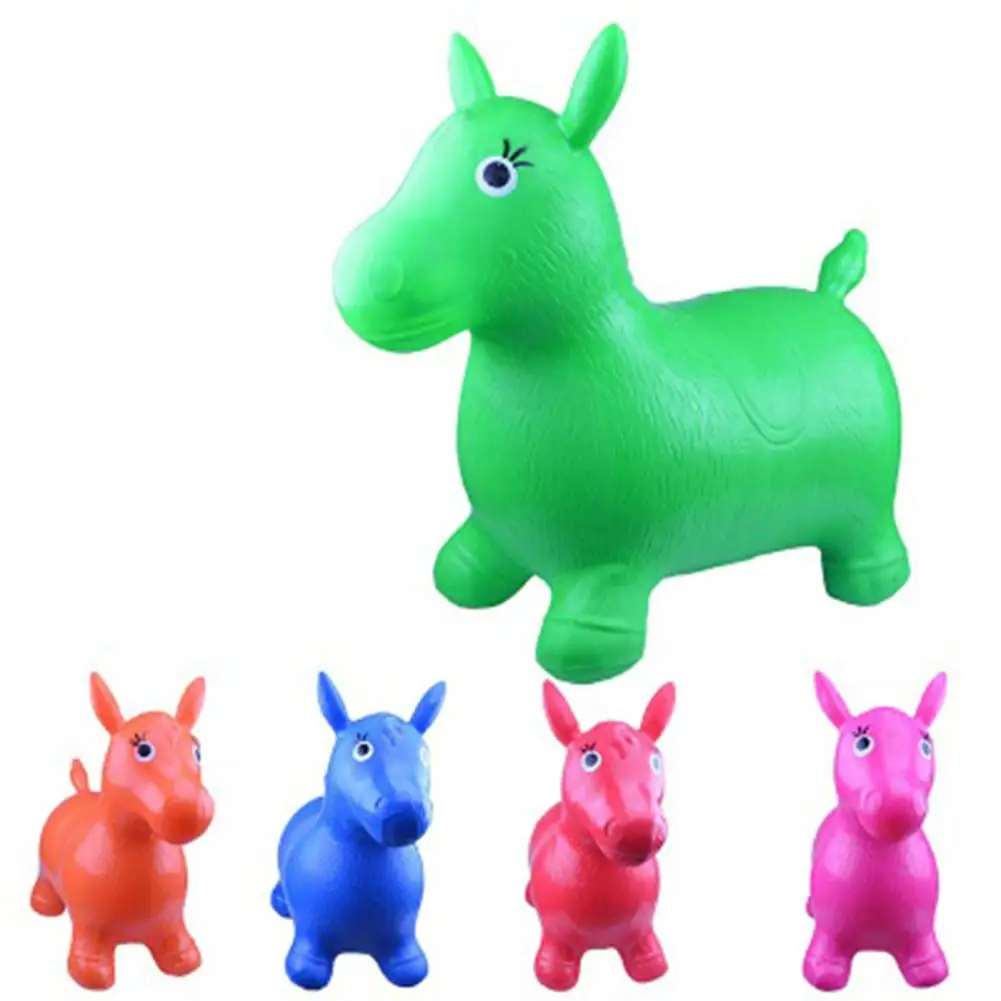 Ни одна детская надувная лошадь батут езда-на прыгающее животное Хоппер прыгающие игрушки для упражнений случайный цвет