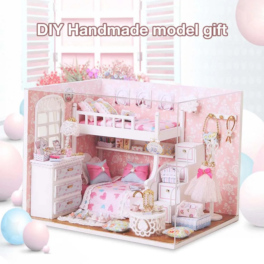 

DIY Dollhouse Three-dimensional Assembly Attic Miniature House Handmade Mini Home Model Kit for Children Holiday Birthday Gifts