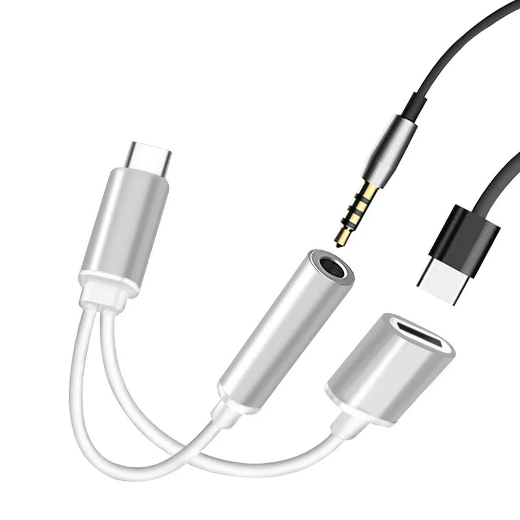 2в1 usb type-C на 3,5 мм разъем AUX аудио сплиттер конвертер адаптер, зарядный кабель Usb C на 3,5 мм Aux кабели Usb Переходник