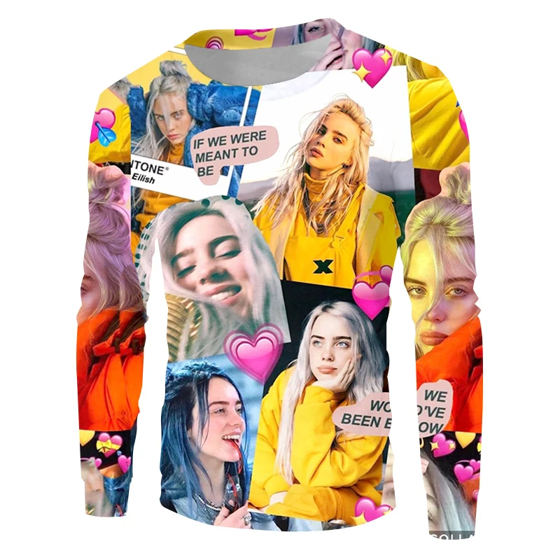 UJWI для мужчин/для женщин 3D Толстовка с принтом желтый Billie Eilish пуловер Мужской тренд хип хоп большой размер унисекс модная одежда
