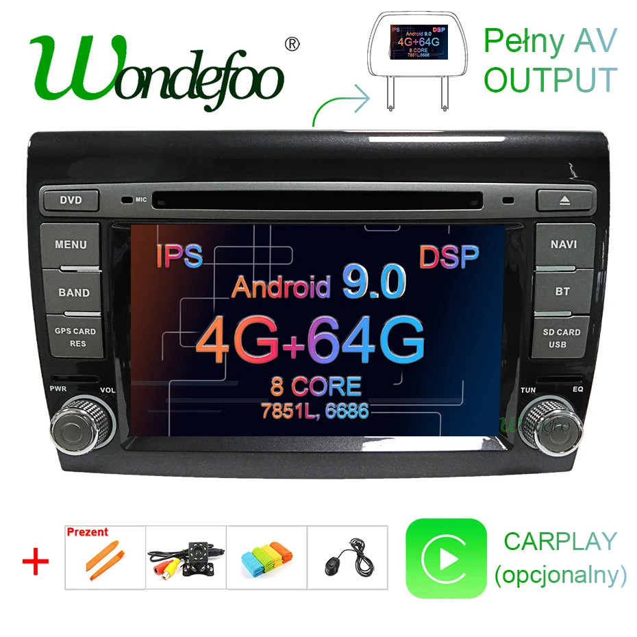 IPS DSP Android 9 0 4G 64G Автомобильный GPS радио для Fiat Bravo 2007 2008 2009 2010 2011 2012 DVD плеер