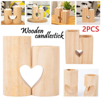 

Christmas Party Decoration Candle Holder Romantic Table Decoration Dinner Wooden Cylindrical Candle Holder Home Decoration