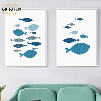 

Wall Art Canvas Painting Abstract Fish Nordic Posters And Prints Animals Canvas Poster Wall Pictures For Living Room Home Decor