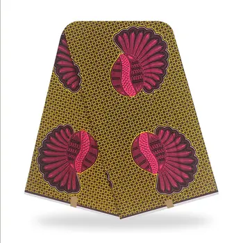 

100% cotton nigeria gold color african ankara dashiki wax print fabric lady wedding party nice dress by 6 yards F29-07