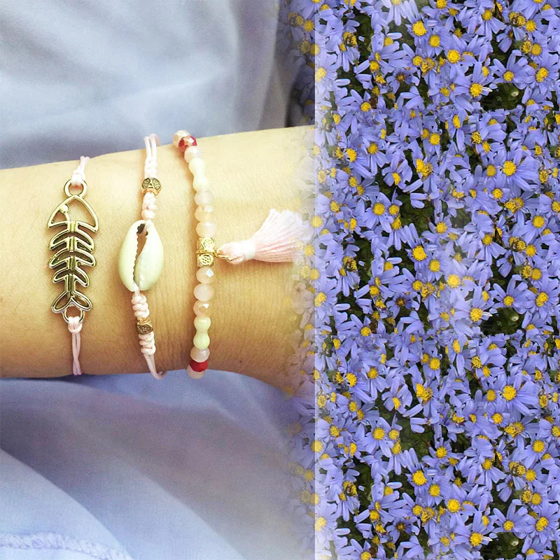 HanJing fringe shell листья кристалл обертывание плетеная веревка Набор браслетов из бусин для женщин Рождественский подарок ювелирные изделия с фабрики